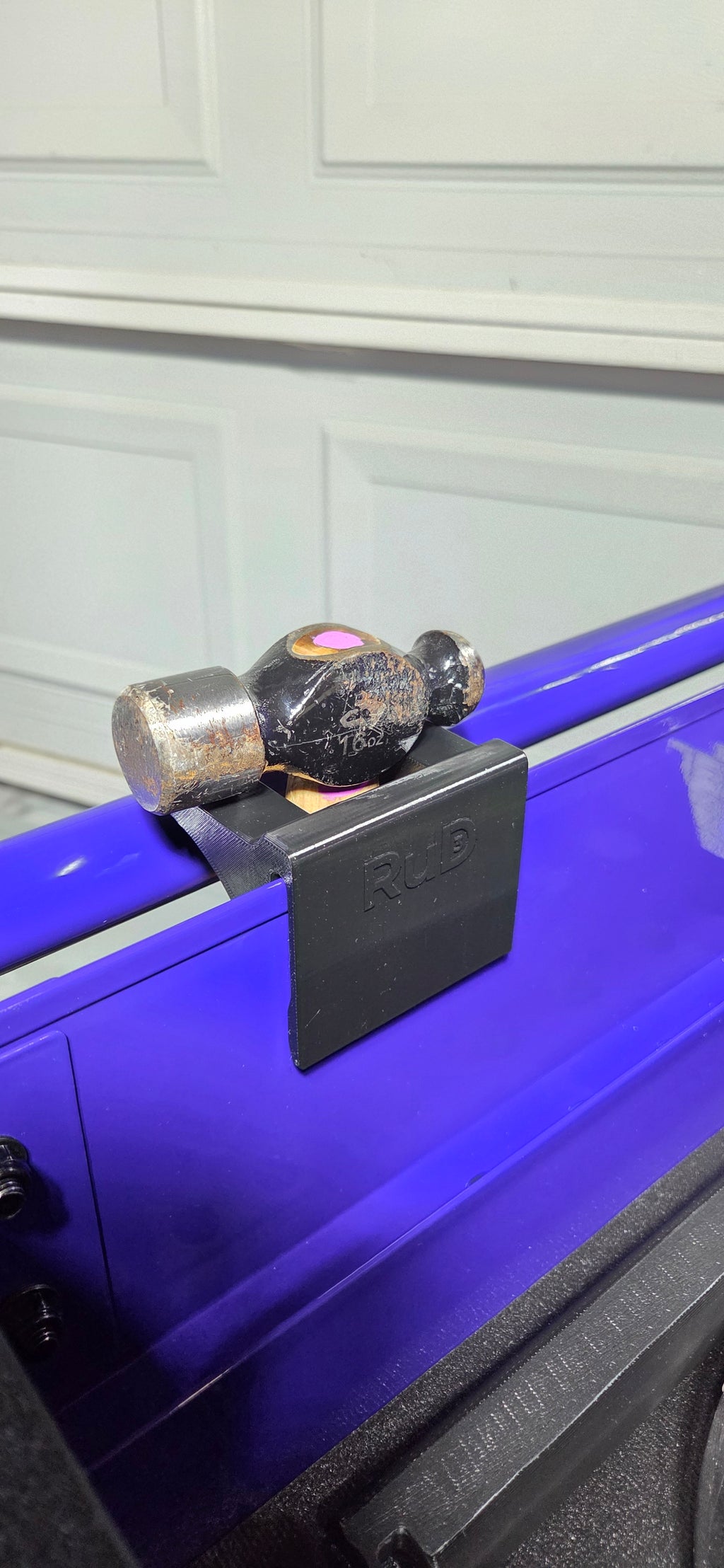 Tool Cart Hammer Holder Clips On or Magnetic Black PETG Organizer One Hammer Secure fit for daily use Clips to Toolbox Edge