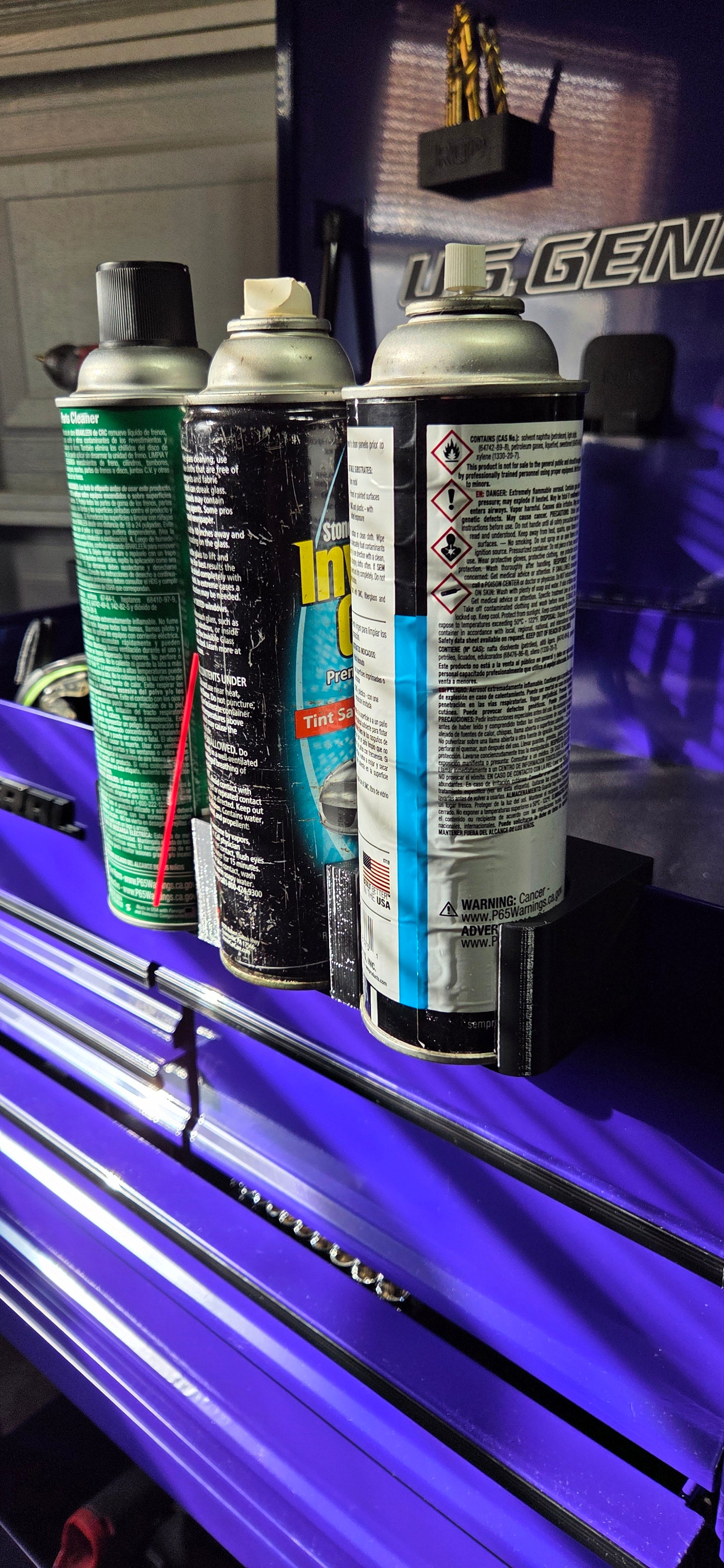 Tool Cart Can Holder | Clip-On Organizer for 3 Aerosol Cans | Fits Most Tool Carts