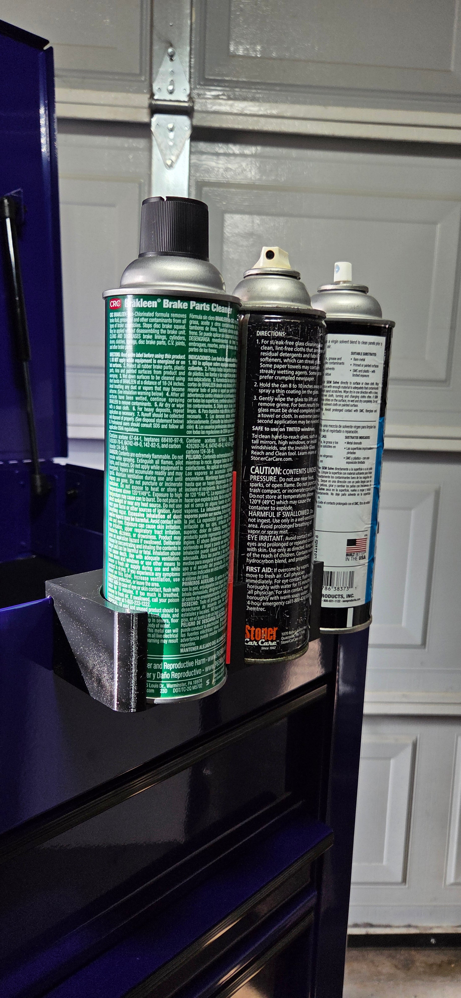 Tool Cart Can Holder | Clip-On Organizer for 3 Aerosol Cans | Fits Most Tool Carts