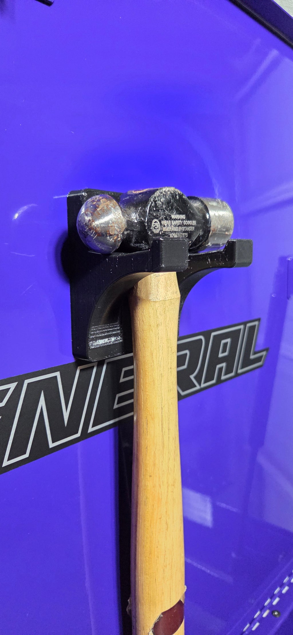 Tool Cart Hammer Holder Clips On or Magnetic Black PETG Organizer Keep your hammer secure and ready without cluttering your