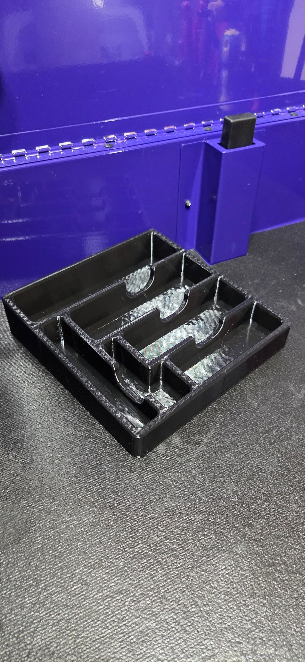 Drill Bit Tray Compartment Drawer Organizer Black PETG has six compartments of varying lengths and depths to fit everything from