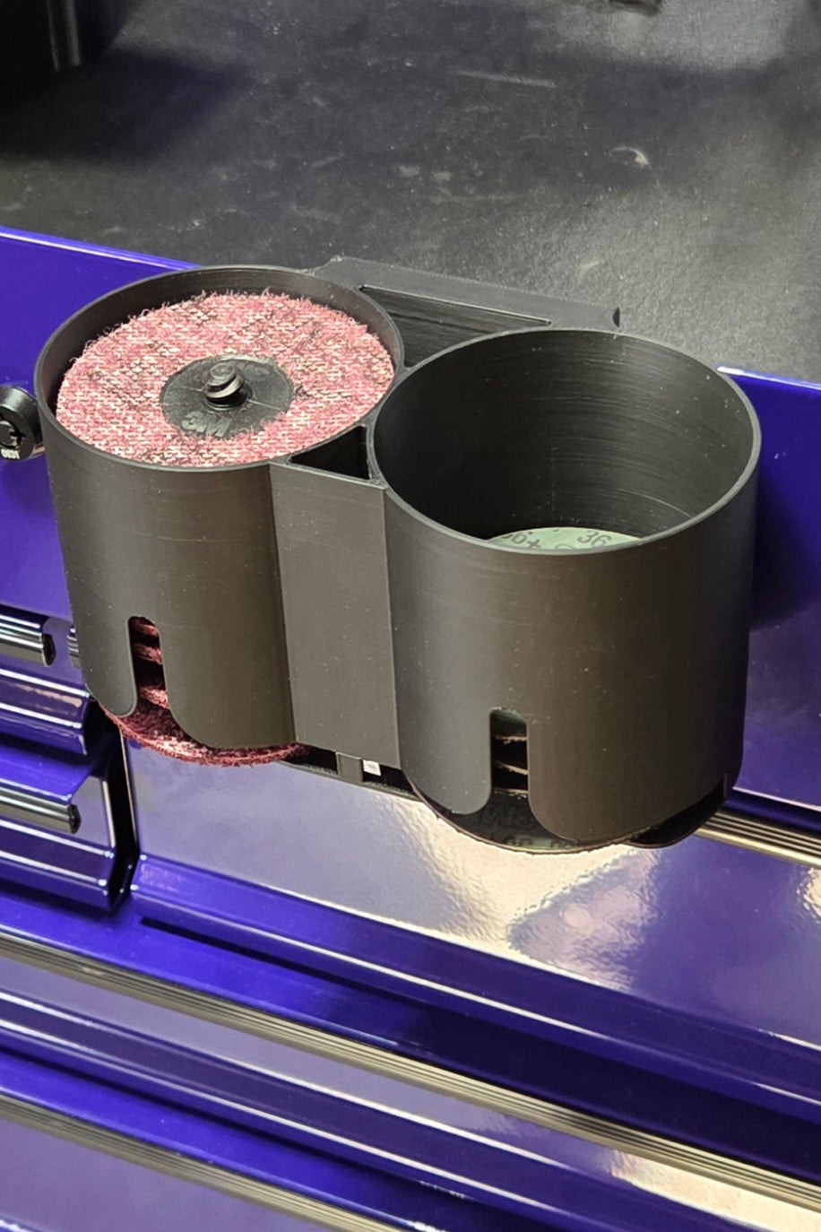 Sanding Disc Dispenser Toolbox Clip Dual Slot Organizer This D printed sanding disc dispenser clips securely to the side of your