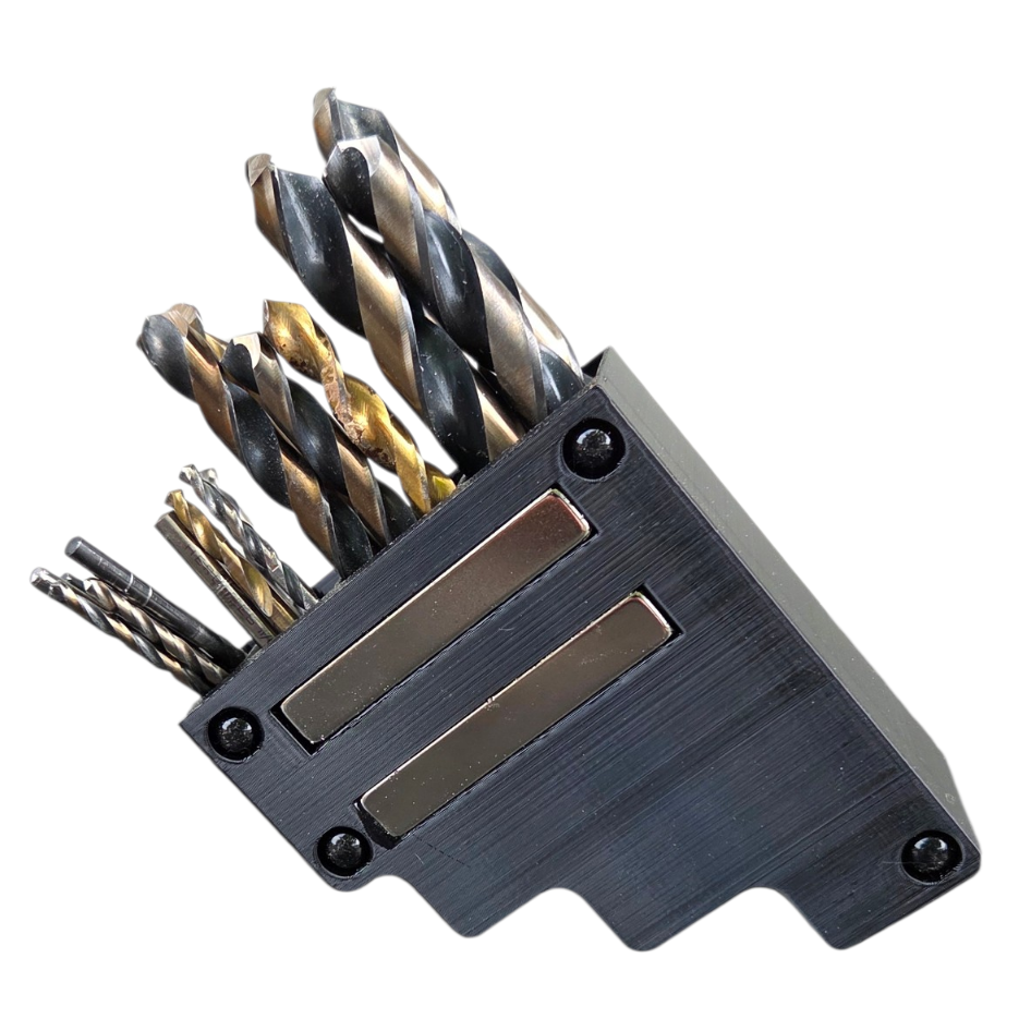 Tool Cart Drill Bit Holder: 4-Slot Magnetic Holder