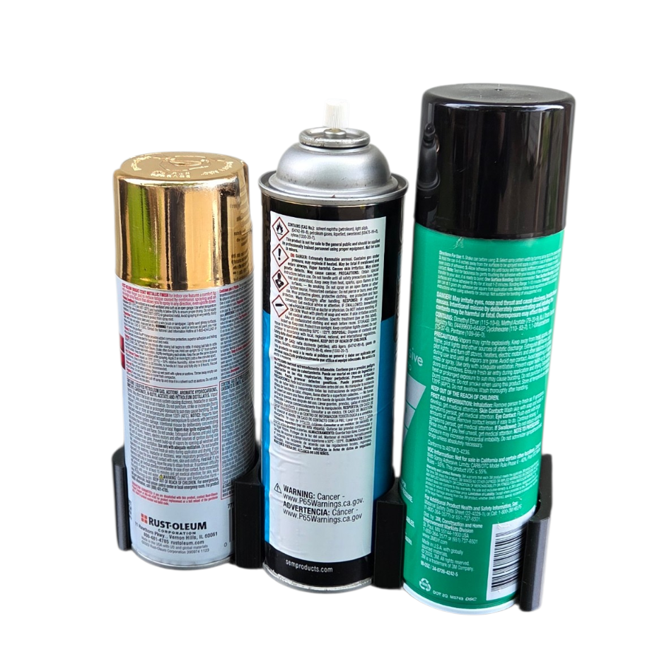 Tool Cart Can Holder | Clip-On or Magnetic Organizer for 3 Aerosol Cans