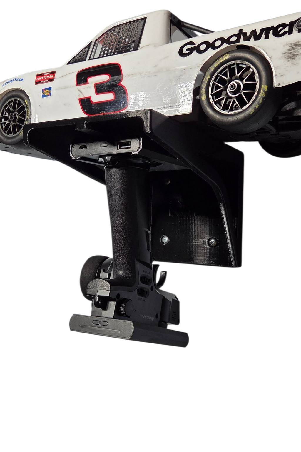 RC Wall Shelf Scale Car Holder with Dovetail Controller Mount This RC wall shelf is designed to hold most scale vehicles while