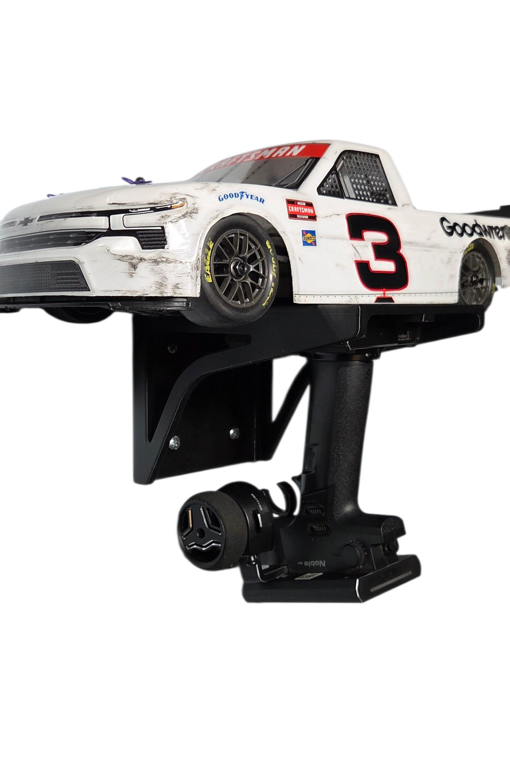 RC Wall Shelf Scale Car Holder with Dovetail Controller Mount vehicles while keeping your controller tucked neatly underneath The