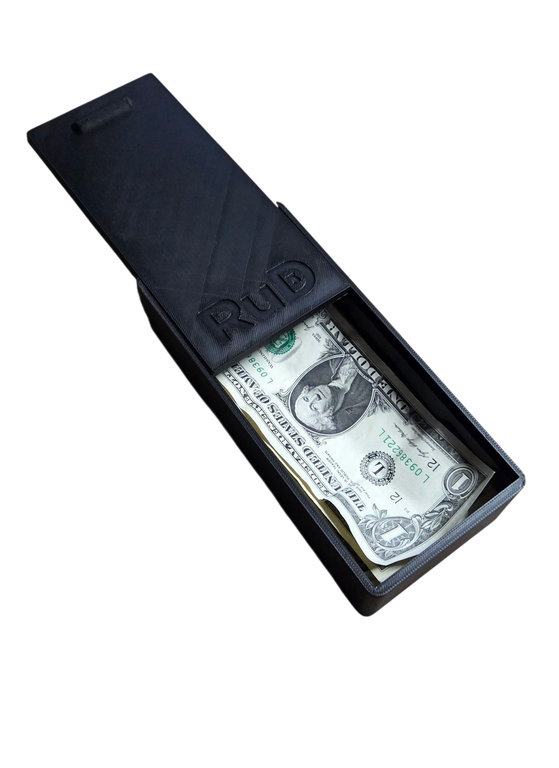 Cash Box SlideTop Money Holder for USD a lower bill tray with a tab so you can easily grab your money when needed Sized for USD