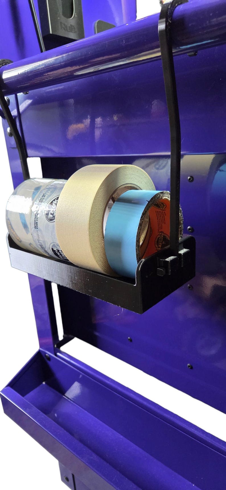 Toolbox Hanging Tape Tray Modular Hook System Up to Rolls the same durable interchangeable PETG hooks as the rest of the modular