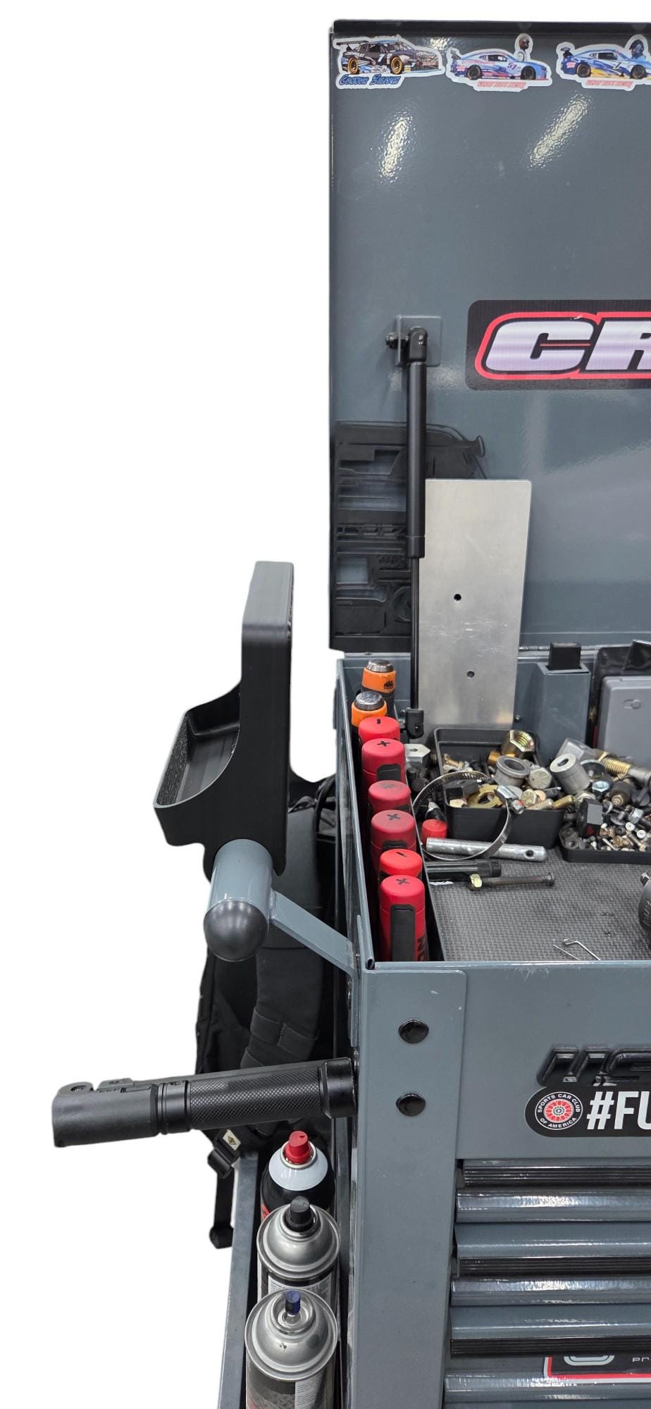 Tool Cart Handle Organizer ClipOn Tray PETG is tougher than PLA and more resistant to shop heat making it perfect for garages and