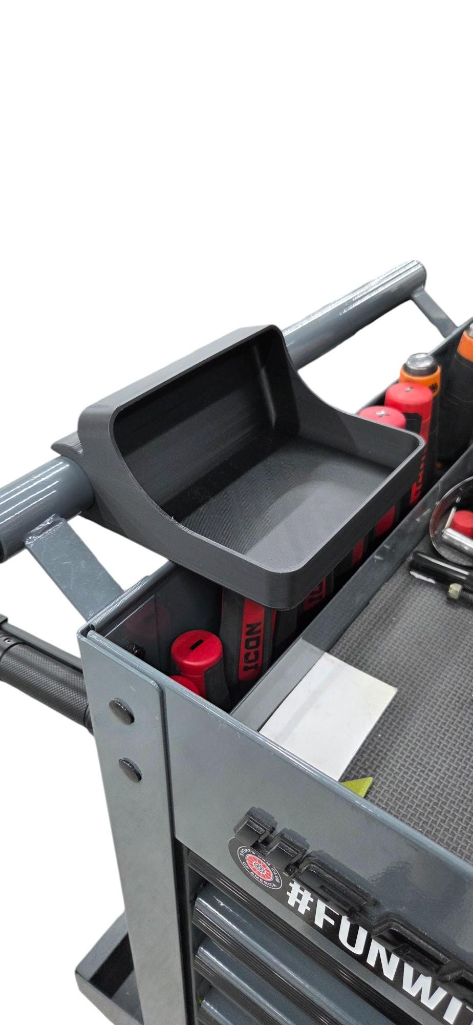 Tool Cart Handle Organizer ClipOn Tray ClipOn Design Installs instantly no tools required Two Size Options Small for minimal