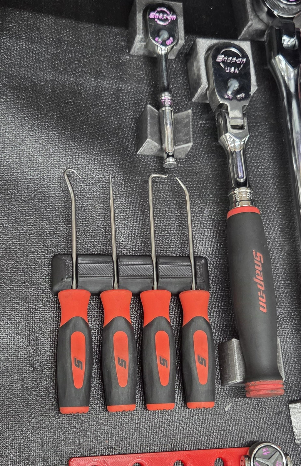 D Printed Pick Tool Holder Magnetic Black PLA Organizer Piece Set mounting magnets included so you can attach it to your toolbox