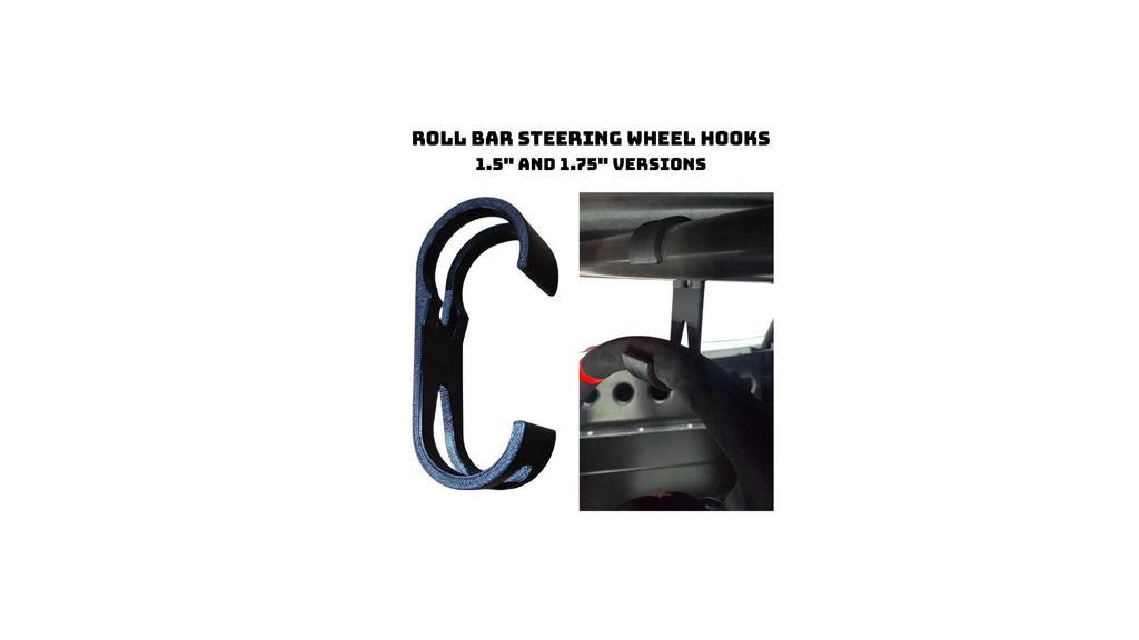 D Printed Roll Bar Steering Wheel Hook ClipOn PETG Holder This D printed roll bar hook clips directly onto your roll bar and