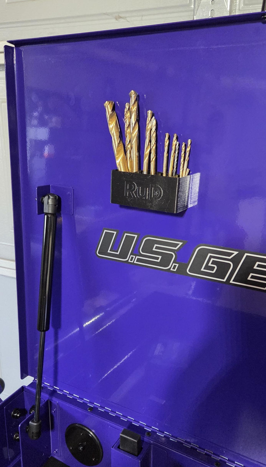 Tool Cart Drill Bit Holder Slot Toolbox Edge Clip Black PETG drill bit holder clips directly onto the edge of your tool cart or