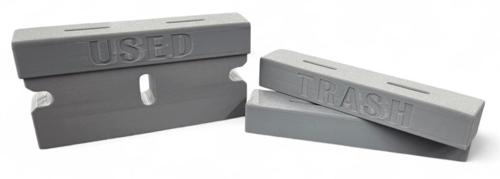 Used Razor Blade Disposal Box D Printed Safety Container Lid Options and organized way to dispose of blades Features Three Lid