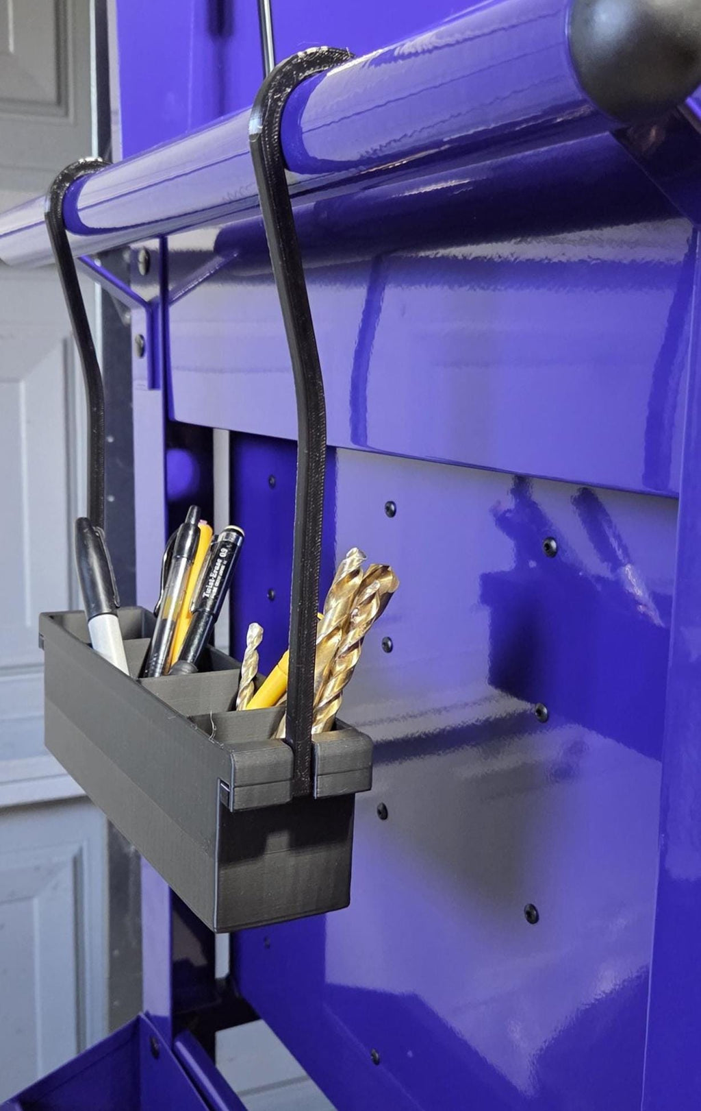 Toolbox Hanging SemiDeep Organizer Modular ClipOn Tray for Picks Pens and Drill Bits attachments The tray is deeper than the