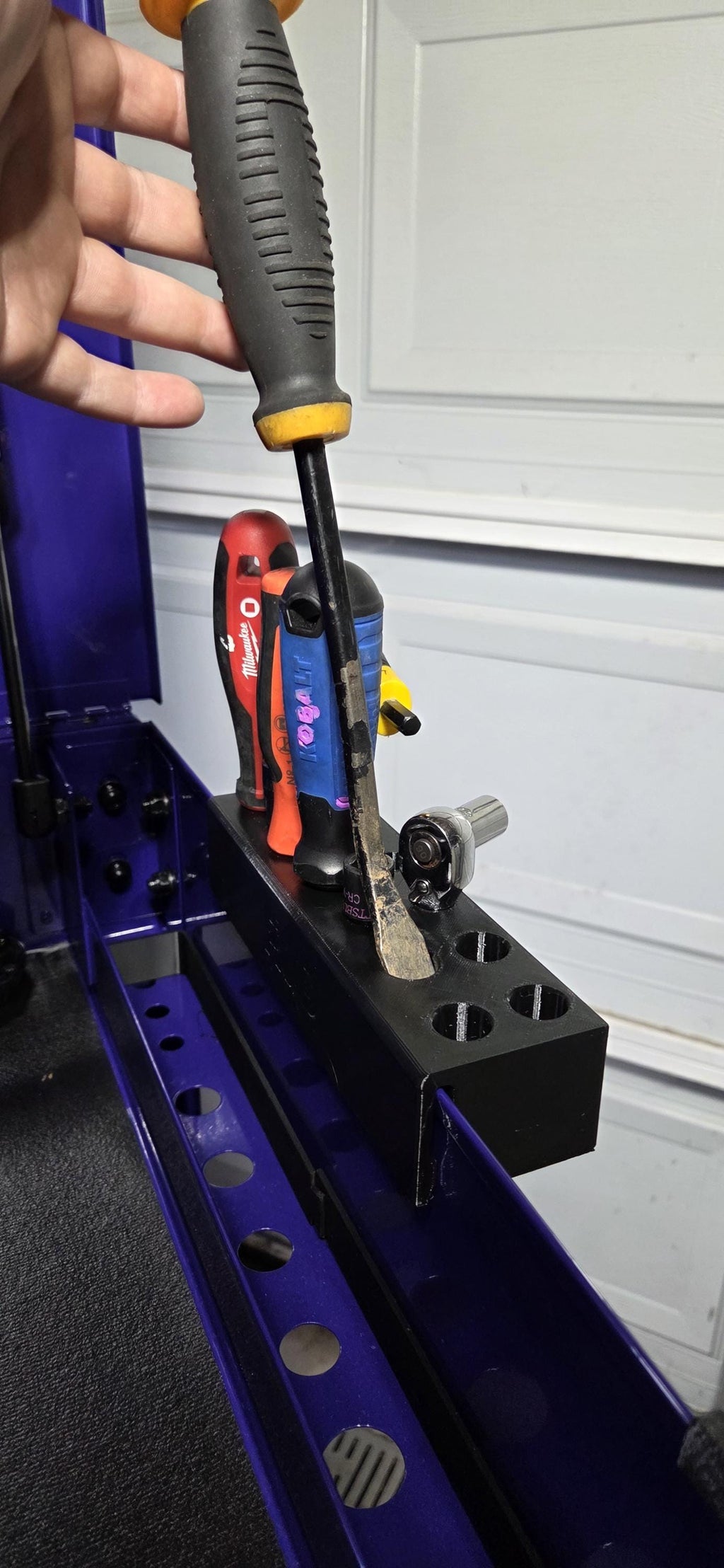 Tool Cart Extension Holder ClipOn Rack for Drives screwdrivers small pry bars Thandles and some ratchets Clips onto most standard