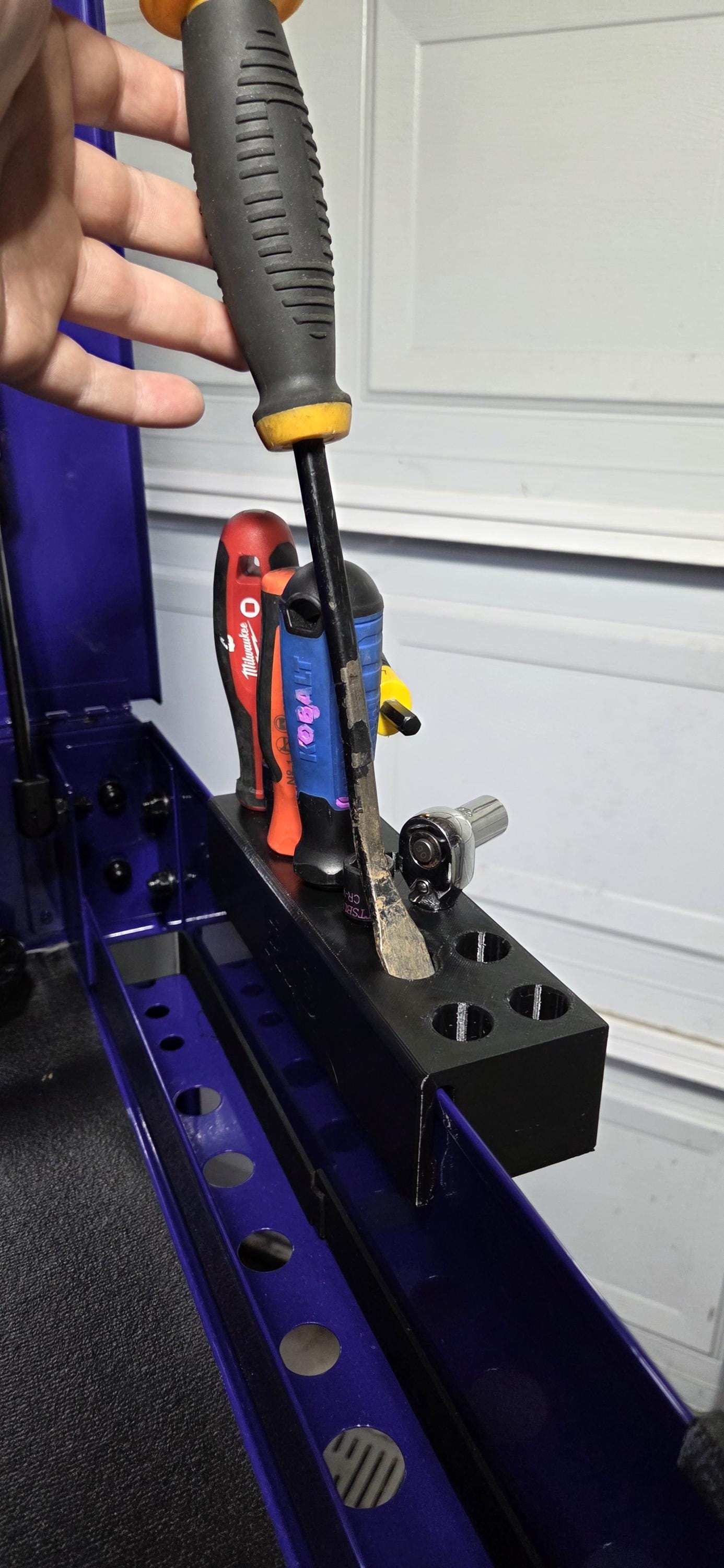 Tool Cart Extension Holder ClipOn Rack for Drives screwdrivers small pry bars Thandles and some ratchets Clips onto most standard