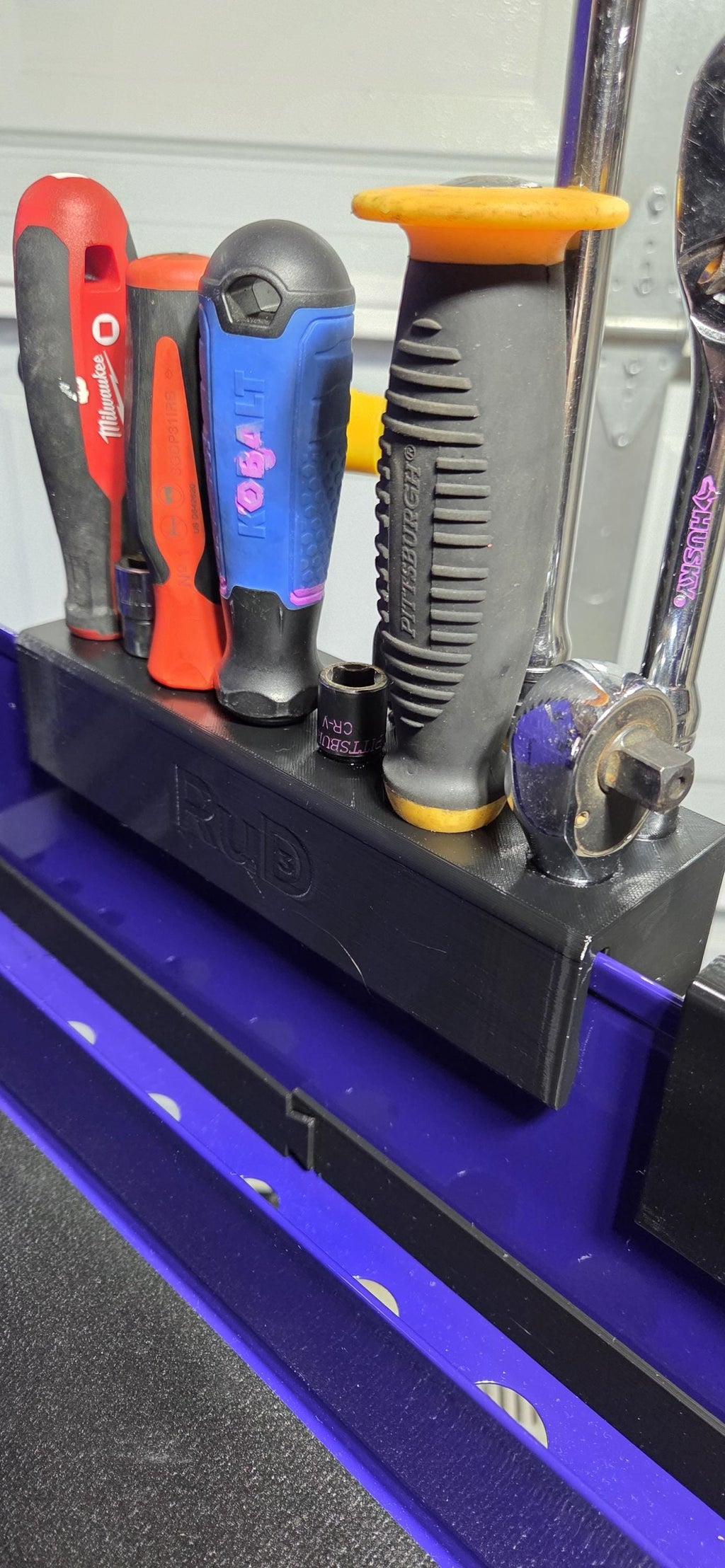 Tool Cart Extension Holder ClipOn Rack for Drives out of the way while staying within easy reach Printed in black PETG for