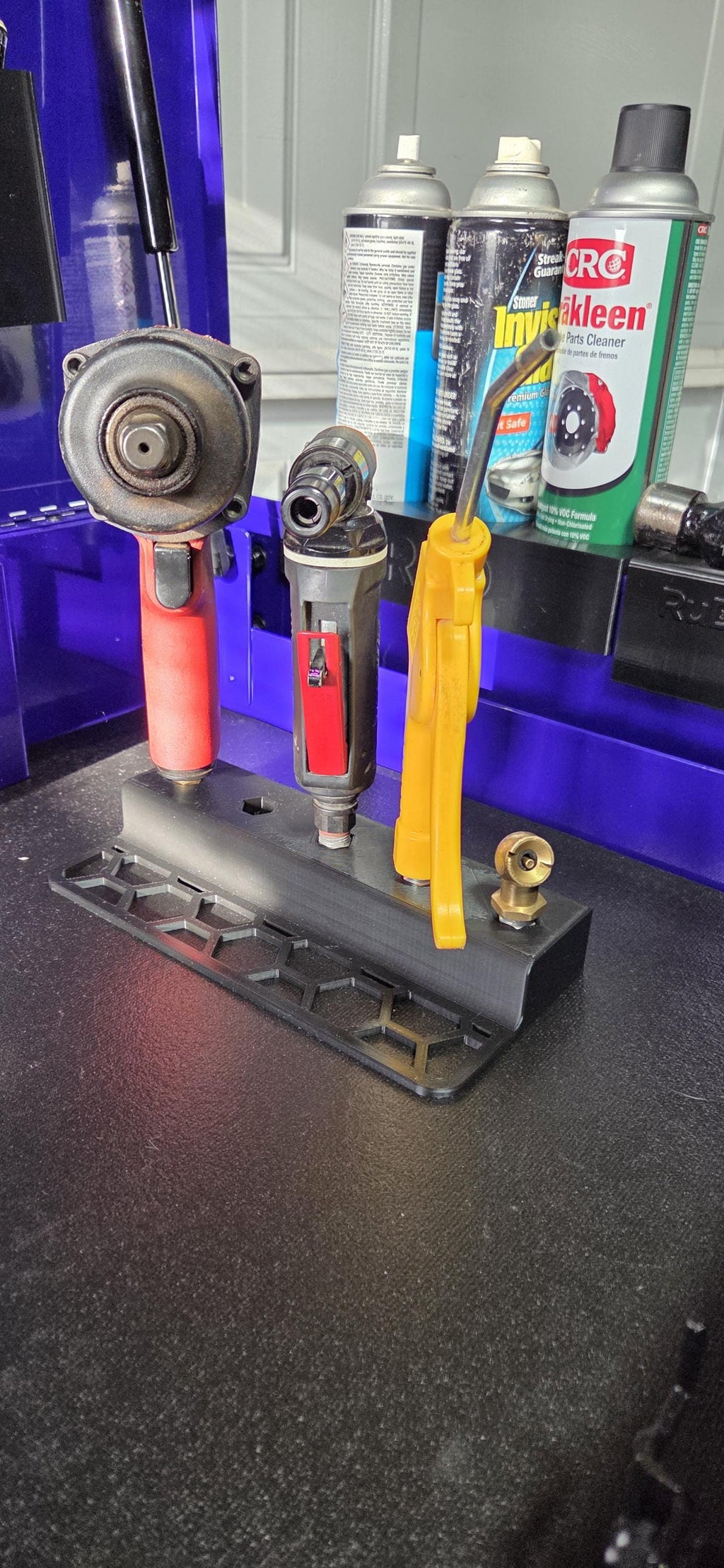 Air Tool Holder Vertical Drawer Organizer for Toolbox Black PLA Organize your air tools and save space This D printed air tool