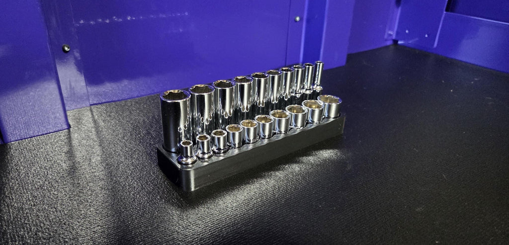 Socket Holder for Quinn Metric Socket Sets Shallow Deep Set Tray D printed socket tray is designed for the Quinn drive metric