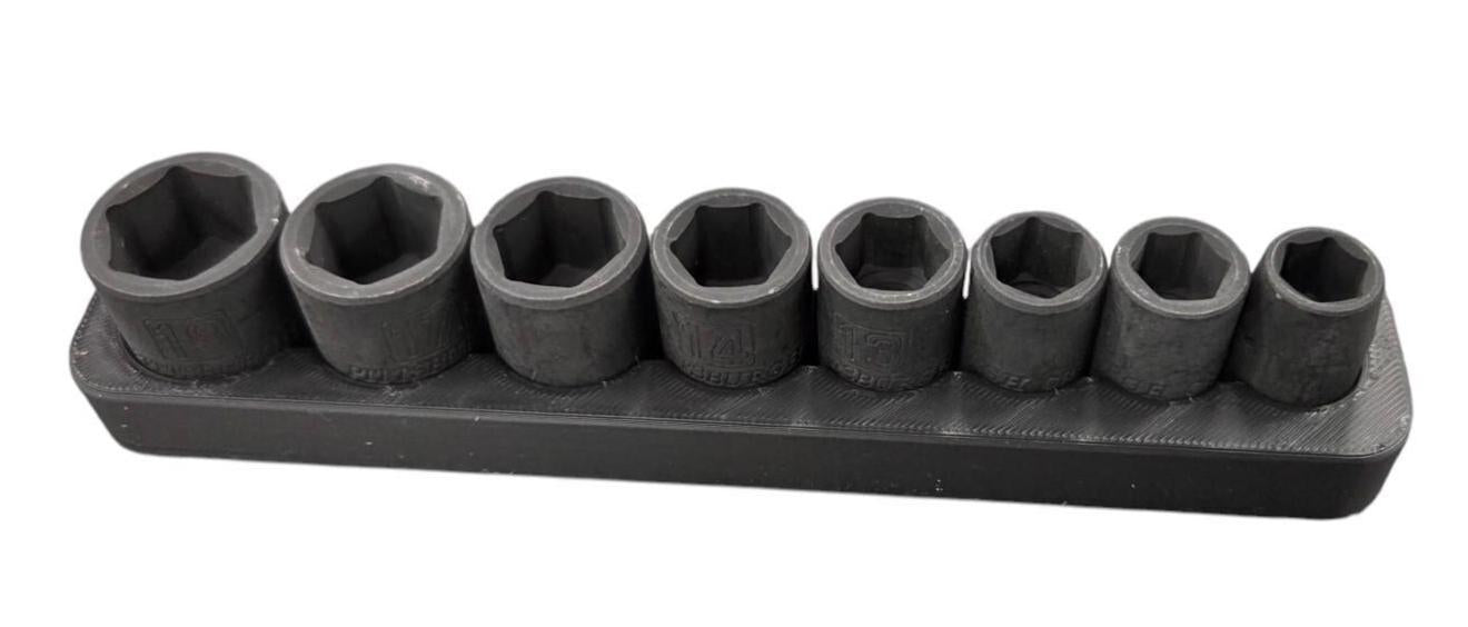 Socket Organizer for Pittsburgh Metric Shallow Impact Set SpaceSaving Tray D printed socket tray is designed for the Pittsburgh