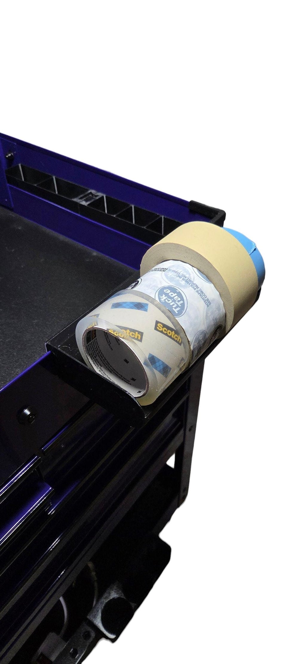Tool Cart Tape Holder ClipOn Rack for Up to Rolls Fits Toolbox Edge This clipon tape holder securely mounts to the edge of most