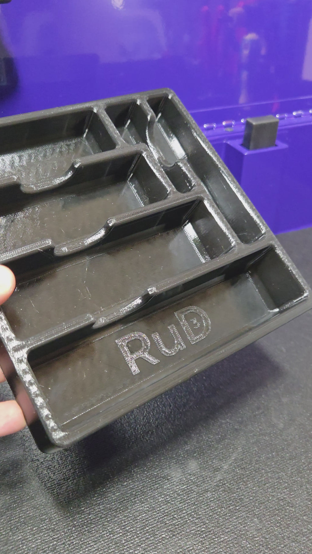 Drill Bit Tray — 6‑Compartment Drawer Organizer (Black PETG)