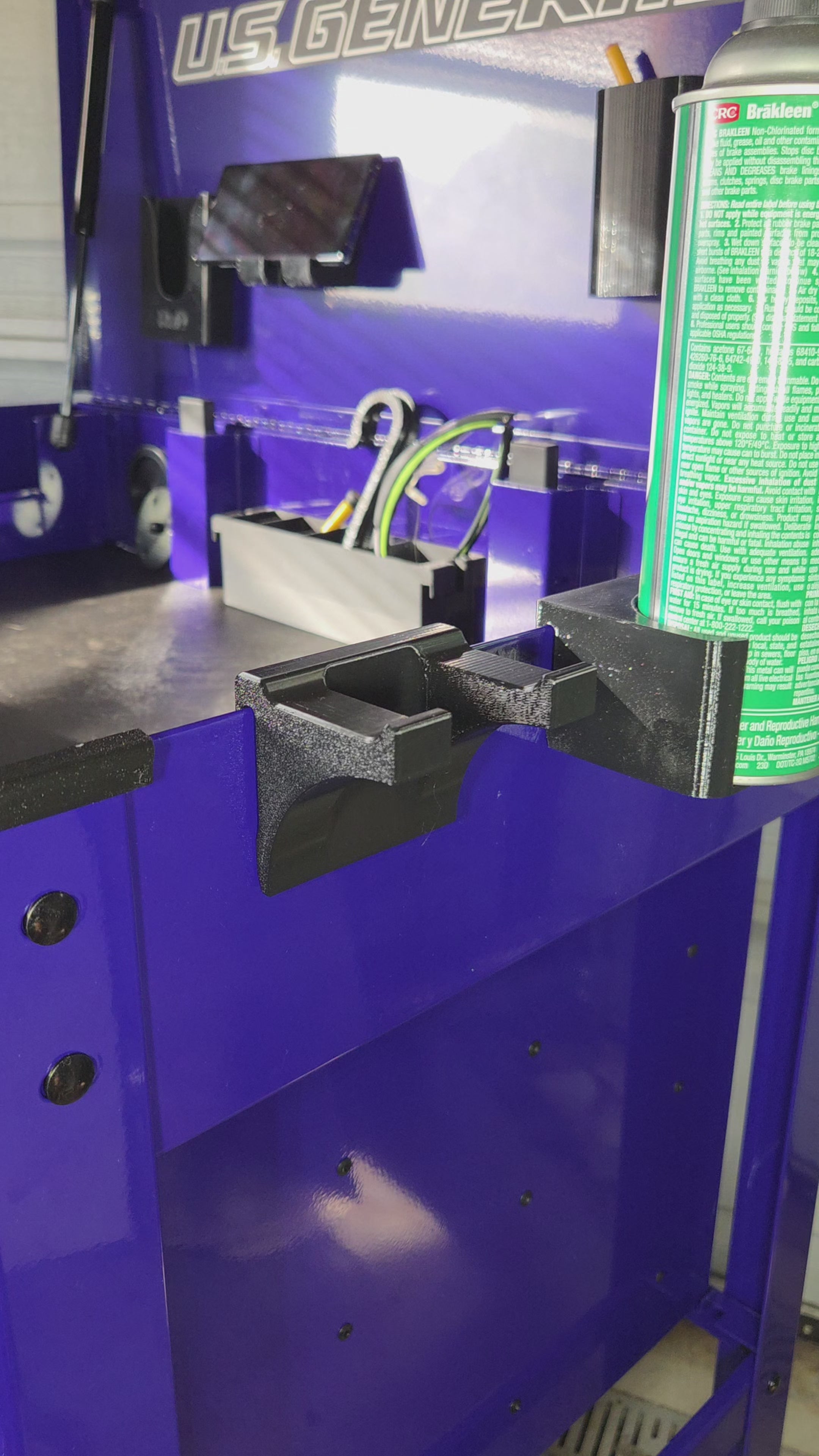 Tool Cart Hammer Holder | Clips On or Magnetic | Black PETG Organizer